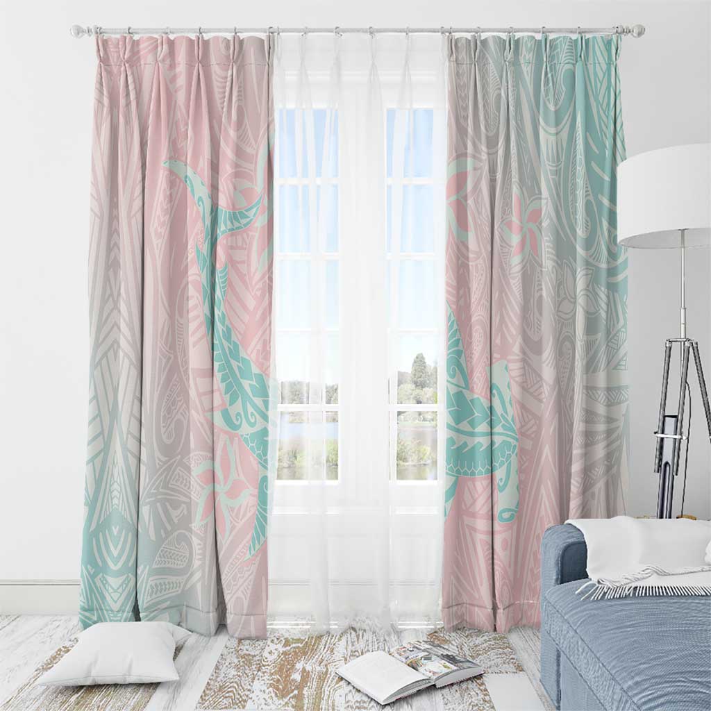 Baby Pink Gradient Polynesia Window Curtain Hawaiian Tribal Hammerhead Shark Tattoo