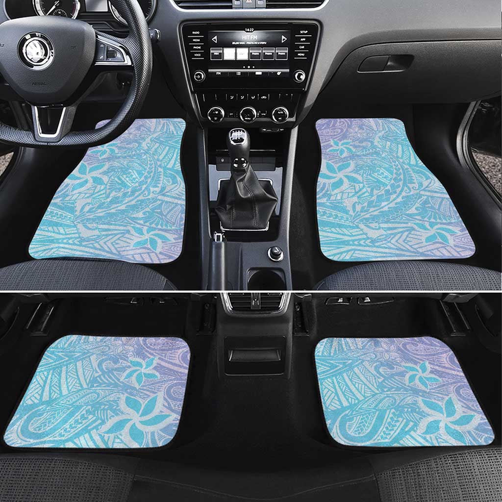 Baby Blue Gradient Polynesia Car Mats Hawaiian Tribal Hammerhead Shark Tattoo