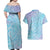 Baby Blue Gradient Polynesia Couples Matching Off Shoulder Maxi Dress and Hawaiian Shirt Hawaiian Tribal Hammerhead Shark Tattoo