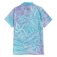 Baby Blue Gradient Polynesia Family Matching Puletasi and Hawaiian Shirt Hawaiian Tribal Hammerhead Shark Tattoo