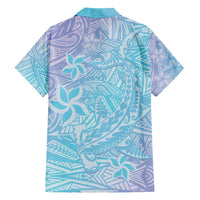 Baby Blue Gradient Polynesia Family Matching Short Sleeve Bodycon Dress and Hawaiian Shirt Hawaiian Tribal Hammerhead Shark Tattoo LT14 - Polynesian Pride