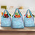 Baby Blue Gradient Polynesia Grocery Bag Hawaiian Tribal Hammerhead Shark Tattoo