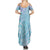 Baby Blue Gradient Polynesia Summer Maxi Dress Hawaiian Tribal Hammerhead Shark Tattoo