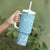 Baby Blue Gradient Polynesia Tumbler With Handle Hawaiian Tribal Hammerhead Shark Tattoo