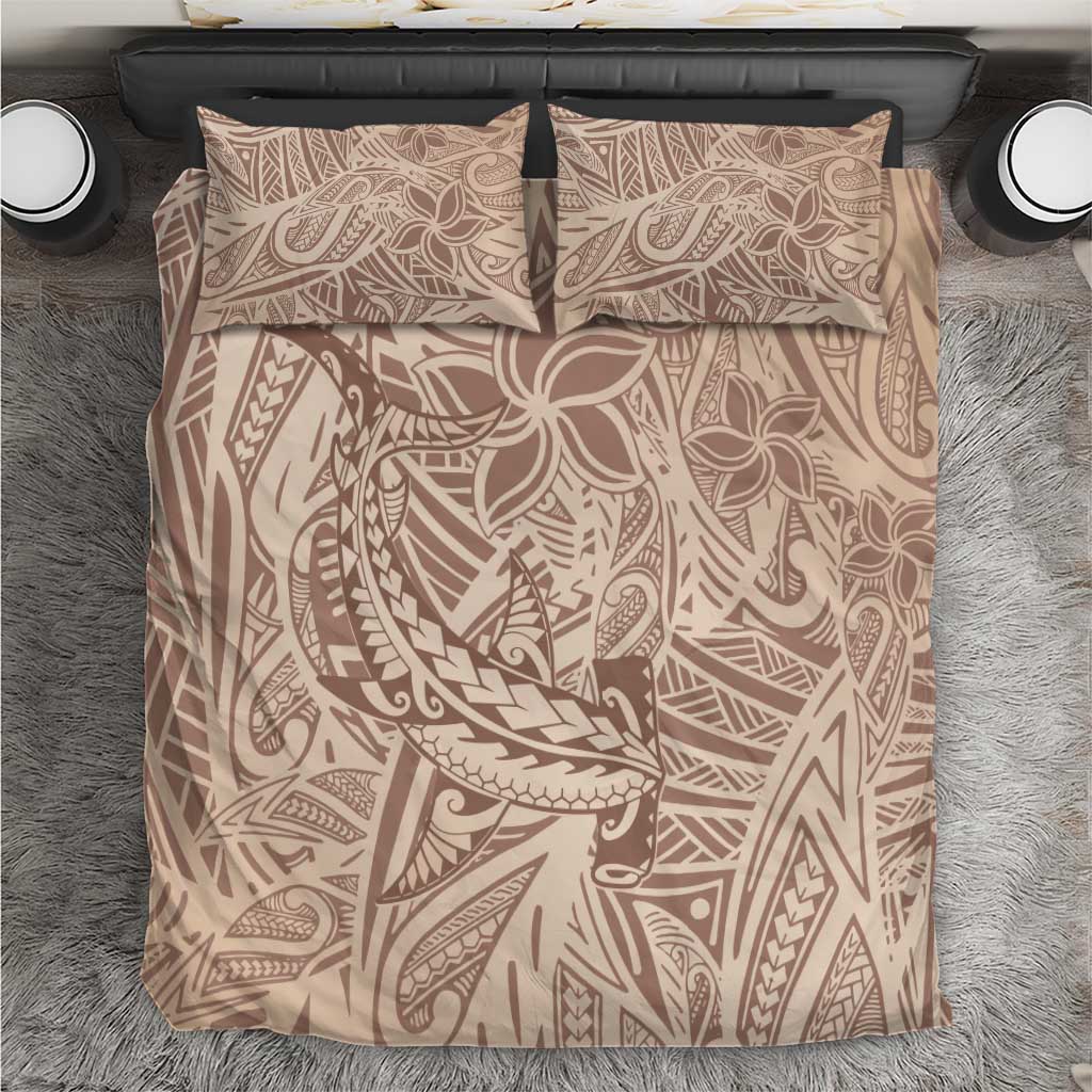 Pink Gradient Polynesia Bedding Set Hawaiian Tribal Hammerhead Shark Tattoo