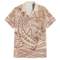 Pastel Brown Polynesia Family Matching Long Sleeve Bodycon Dress and Hawaiian Shirt Hawaiian Tribal Hammerhead Shark Tattoo LT14 Dad's Shirt - Short Sleeve Pastel Brown - Polynesian Pride