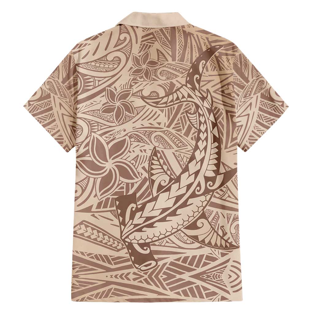 Pastel Brown Polynesia Family Matching Long Sleeve Bodycon Dress and Hawaiian Shirt Hawaiian Tribal Hammerhead Shark Tattoo LT14 - Polynesian Pride