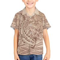 Pastel Brown Polynesia Family Matching Puletasi and Hawaiian Shirt Hawaiian Tribal Hammerhead Shark Tattoo LT14 Son's Shirt Pastel Brown - Polynesian Pride
