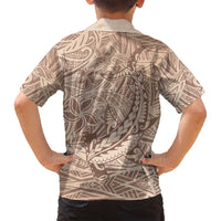 Pastel Brown Polynesia Family Matching Summer Maxi Dress and Hawaiian Shirt Hawaiian Tribal Hammerhead Shark Tattoo LT14 - Polynesian Pride