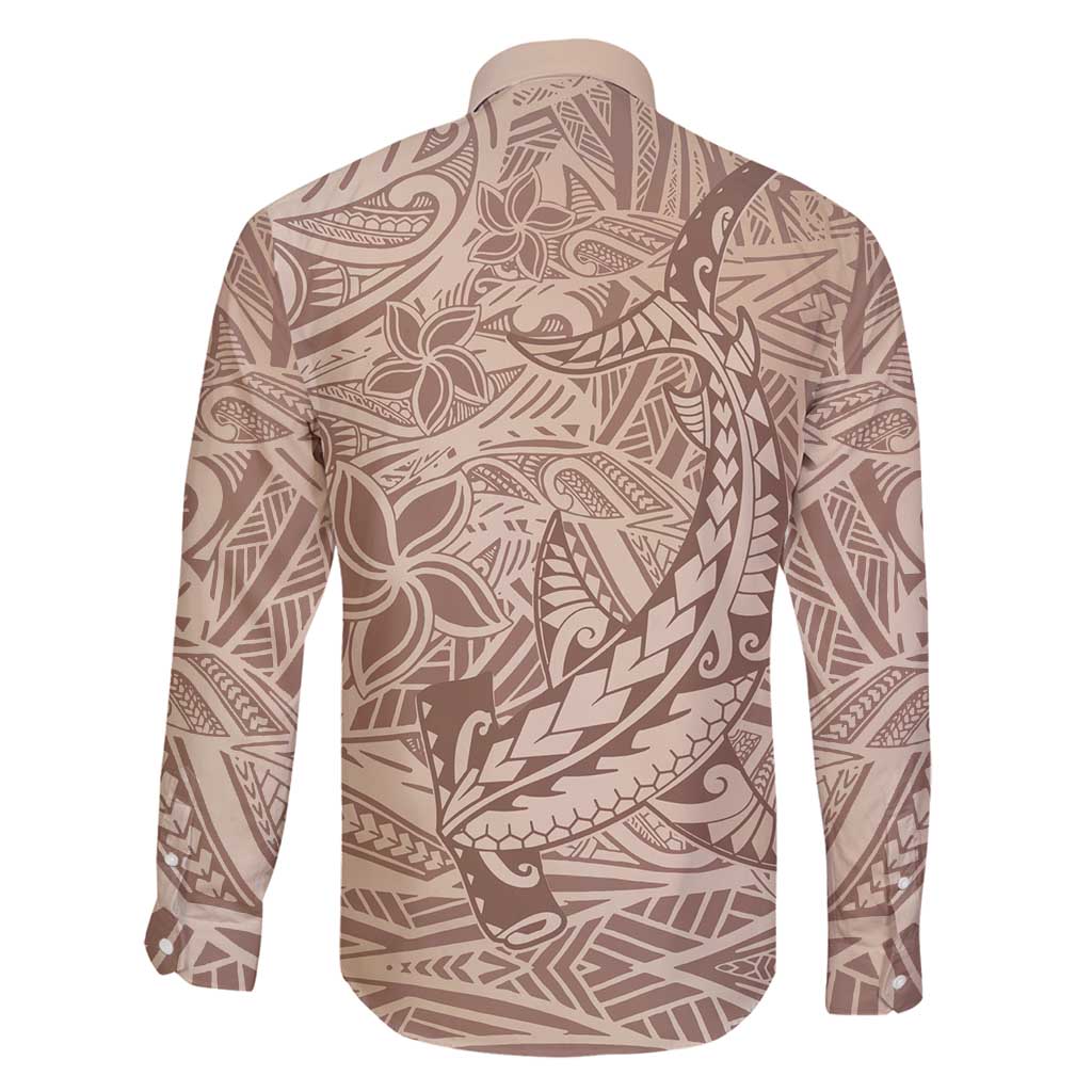 Pastel Brown Polynesia Family Matching Summer Maxi Dress and Hawaiian Shirt Hawaiian Tribal Hammerhead Shark Tattoo LT14 - Polynesian Pride