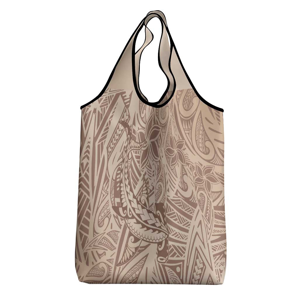 Pink Gradient Polynesia Grocery Bag Hawaiian Tribal Hammerhead Shark Tattoo