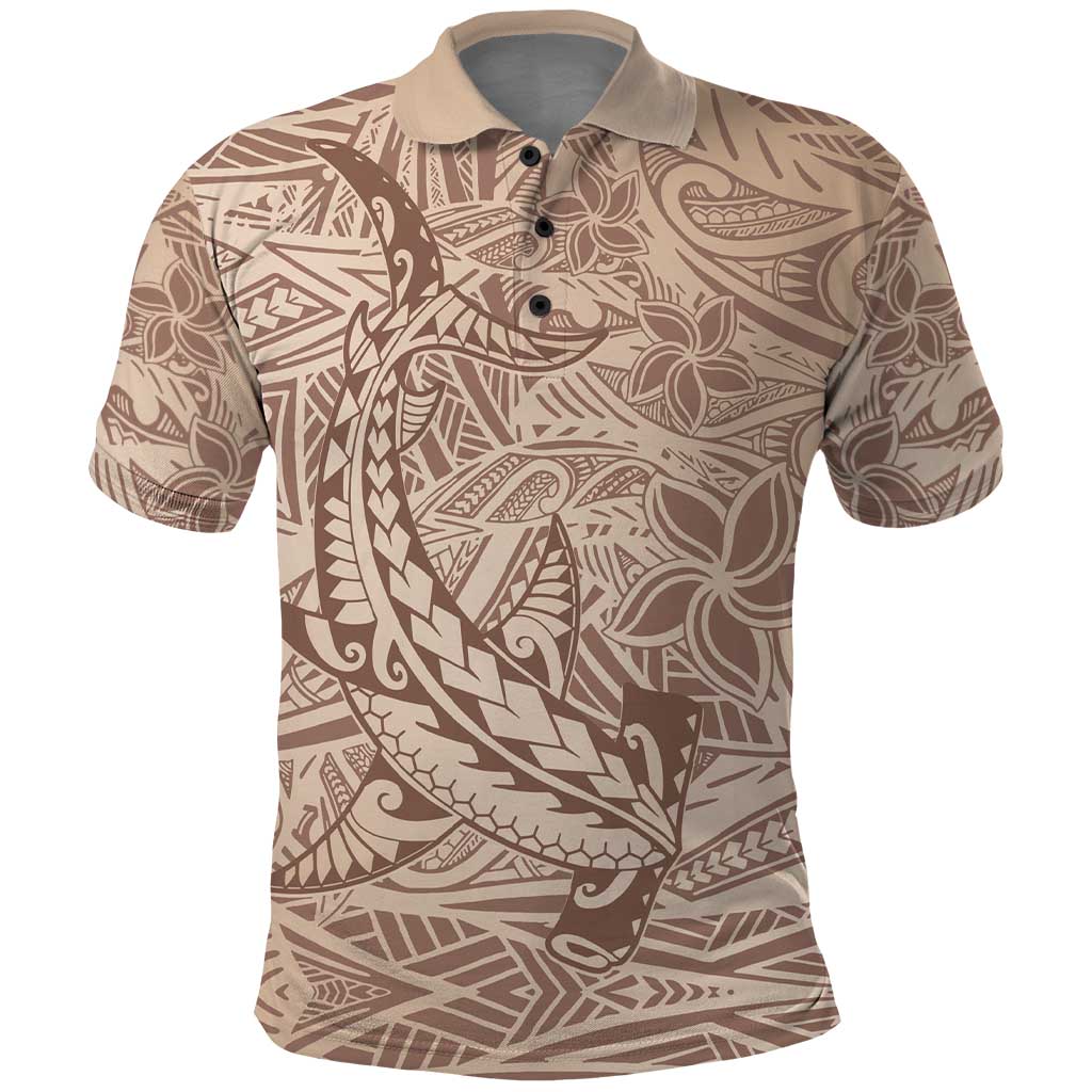 Pastel Brown Polynesia Polo Shirt Hawaiian Tribal Hammerhead Shark Tattoo LT14 Pastel Brown - Polynesian Pride