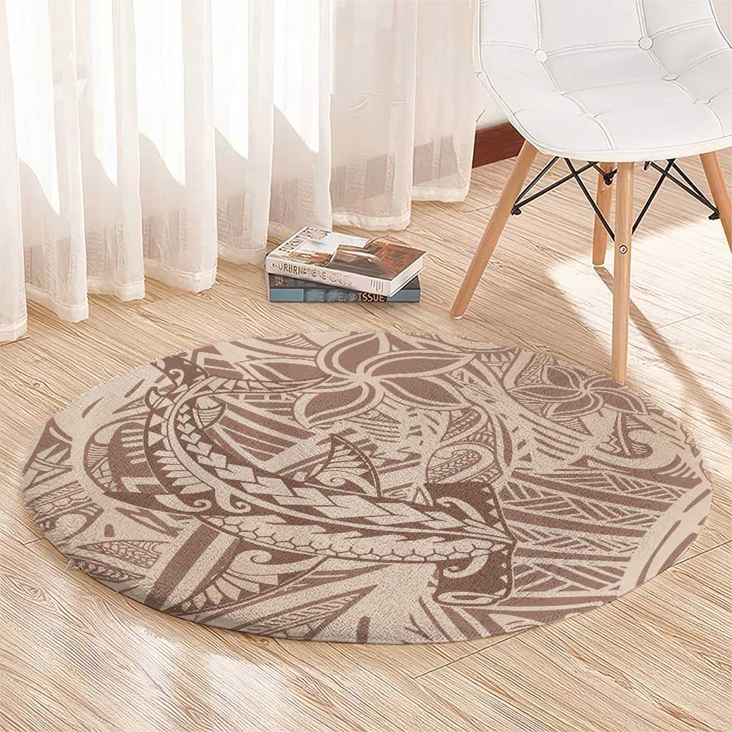 Pink Gradient Polynesia Round Carpet Hawaiian Tribal Hammerhead Shark Tattoo