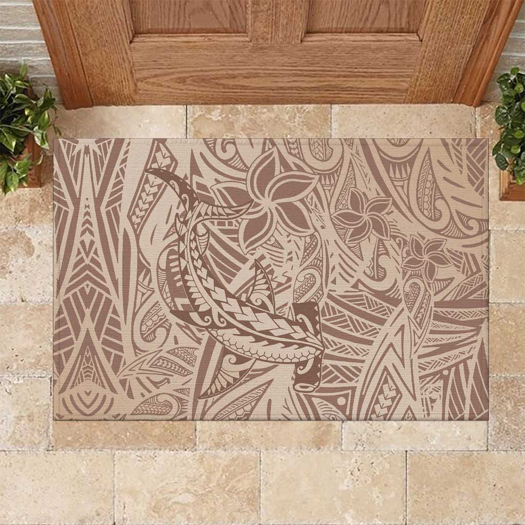 Pink Gradient Polynesia Rubber Doormat Hawaiian Tribal Hammerhead Shark Tattoo