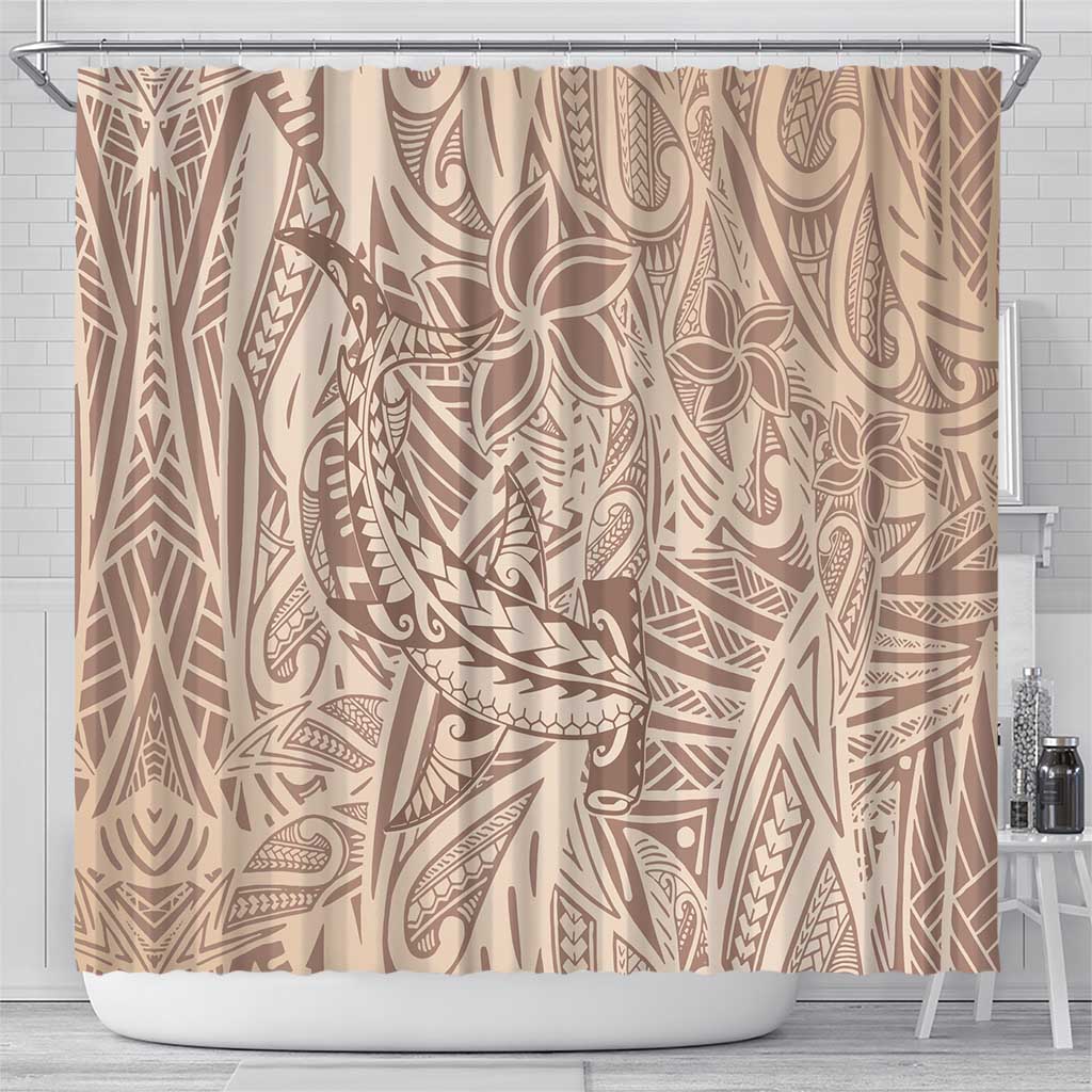 Pink Gradient Polynesia Shower Curtain Hawaiian Tribal Hammerhead Shark Tattoo