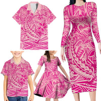 Beige Gradient Polynesia Family Matching Long Sleeve Bodycon Dress and Hawaiian Shirt Hawaiian Tribal Hammerhead Shark Tattoo LT14 - Polynesian Pride