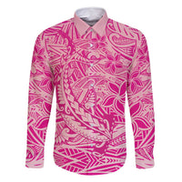 Beige Gradient Polynesia Family Matching Long Sleeve Bodycon Dress and Hawaiian Shirt Hawaiian Tribal Hammerhead Shark Tattoo LT14 Dad's Shirt - Long Sleeve Beige - Polynesian Pride