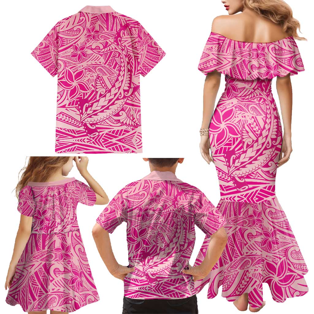Beige Gradient Polynesia Family Matching Mermaid Dress and Hawaiian Shirt Hawaiian Tribal Hammerhead Shark Tattoo LT14 - Polynesian Pride