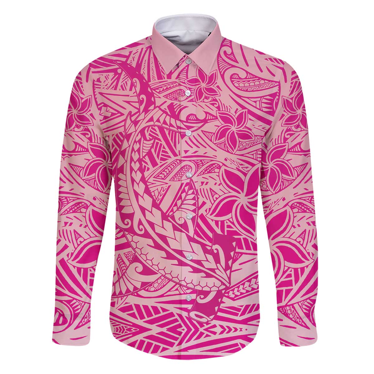 Beige Gradient Polynesia Family Matching Puletasi and Hawaiian Shirt Hawaiian Tribal Hammerhead Shark Tattoo