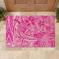 Beige Gradient Polynesia Rubber Doormat Hawaiian Tribal Hammerhead Shark Tattoo