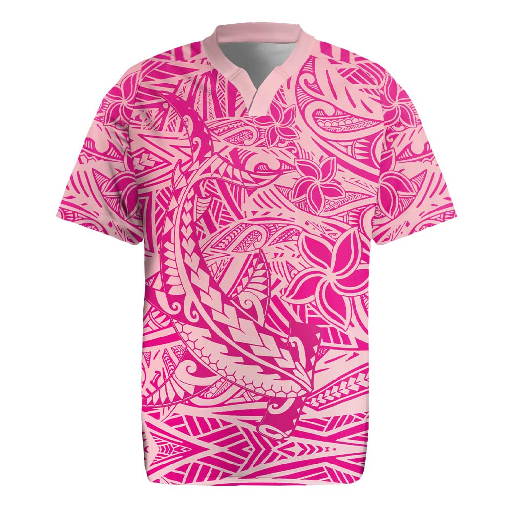 Beige Gradient Polynesia Rugby Jersey Hawaiian Tribal Hammerhead Shark Tattoo