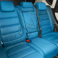 Blue Gradient Polynesia Back Car Seat Cover Hawaiian Tribal Hammerhead Shark Tattoo
