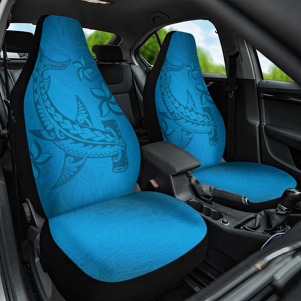 Blue Gradient Polynesia Car Seat Cover Hawaiian Tribal Hammerhead Shark Tattoo