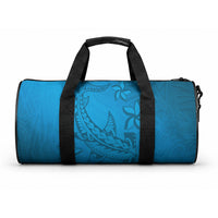 Blue Gradient Polynesia Duffle Bag Hawaiian Tribal Hammerhead Shark Tattoo