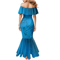 Blue Gradient Polynesia Family Matching Mermaid Dress and Hawaiian Shirt Hawaiian Tribal Hammerhead Shark Tattoo LT14 - Polynesian Pride