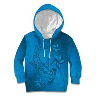 Blue Gradient Polynesia Kid Hoodie Hawaiian Tribal Hammerhead Shark Tattoo