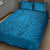 Blue Gradient Polynesia Quilt Bed Set Hawaiian Tribal Hammerhead Shark Tattoo