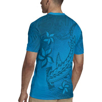 Blue Gradient Polynesia Rugby Jersey Hawaiian Tribal Hammerhead Shark Tattoo
