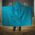 Dark Cyan Gradient Polynesia Hooded Blanket Hawaiian Tribal Hammerhead Shark Tattoo