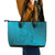 Dark Cyan Gradient Polynesia Leather Tote Bag Hawaiian Tribal Hammerhead Shark Tattoo