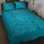 Dark Cyan Gradient Polynesia Quilt Bed Set Hawaiian Tribal Hammerhead Shark Tattoo