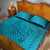 Dark Cyan Gradient Polynesia Quilt Bed Set Hawaiian Tribal Hammerhead Shark Tattoo