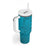 Dark Cyan Gradient Polynesia Tumbler With Handle Hawaiian Tribal Hammerhead Shark Tattoo