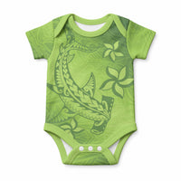 Green Gradient Polynesia Baby Onesie Hawaiian Tribal Hammerhead Shark Tattoo