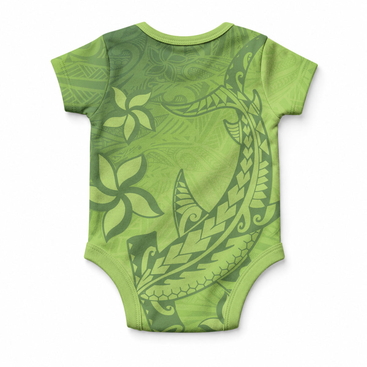 Green Gradient Polynesia Baby Onesie Hawaiian Tribal Hammerhead Shark Tattoo