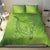 Green Gradient Polynesia Bedding Set Hawaiian Tribal Hammerhead Shark Tattoo