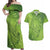 Green Gradient Polynesia Couples Matching Off Shoulder Maxi Dress and Hawaiian Shirt Hawaiian Tribal Hammerhead Shark Tattoo