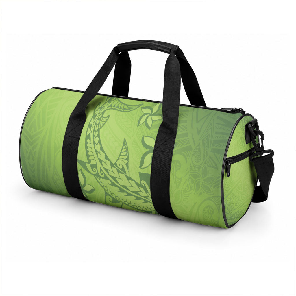 Green Gradient Polynesia Duffle Bag Hawaiian Tribal Hammerhead Shark Tattoo