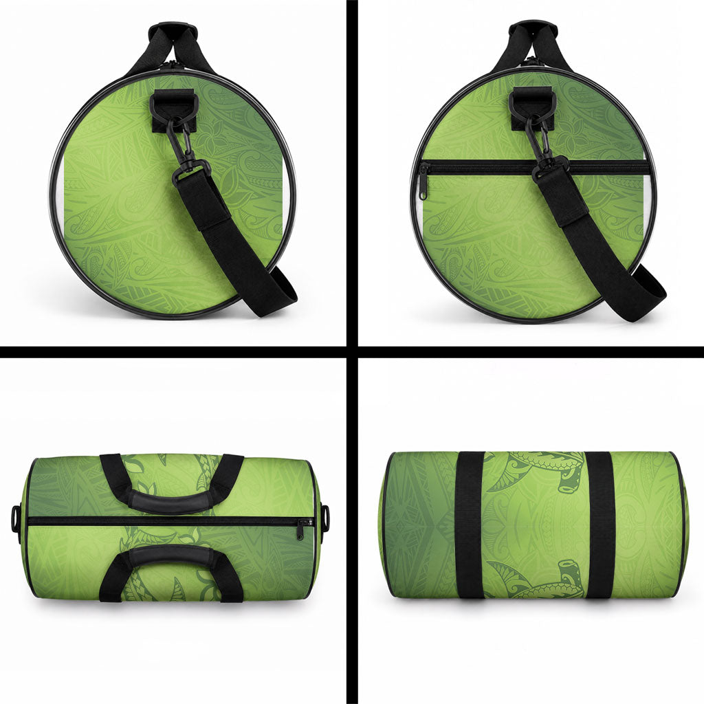 Green Gradient Polynesia Duffle Bag Hawaiian Tribal Hammerhead Shark Tattoo