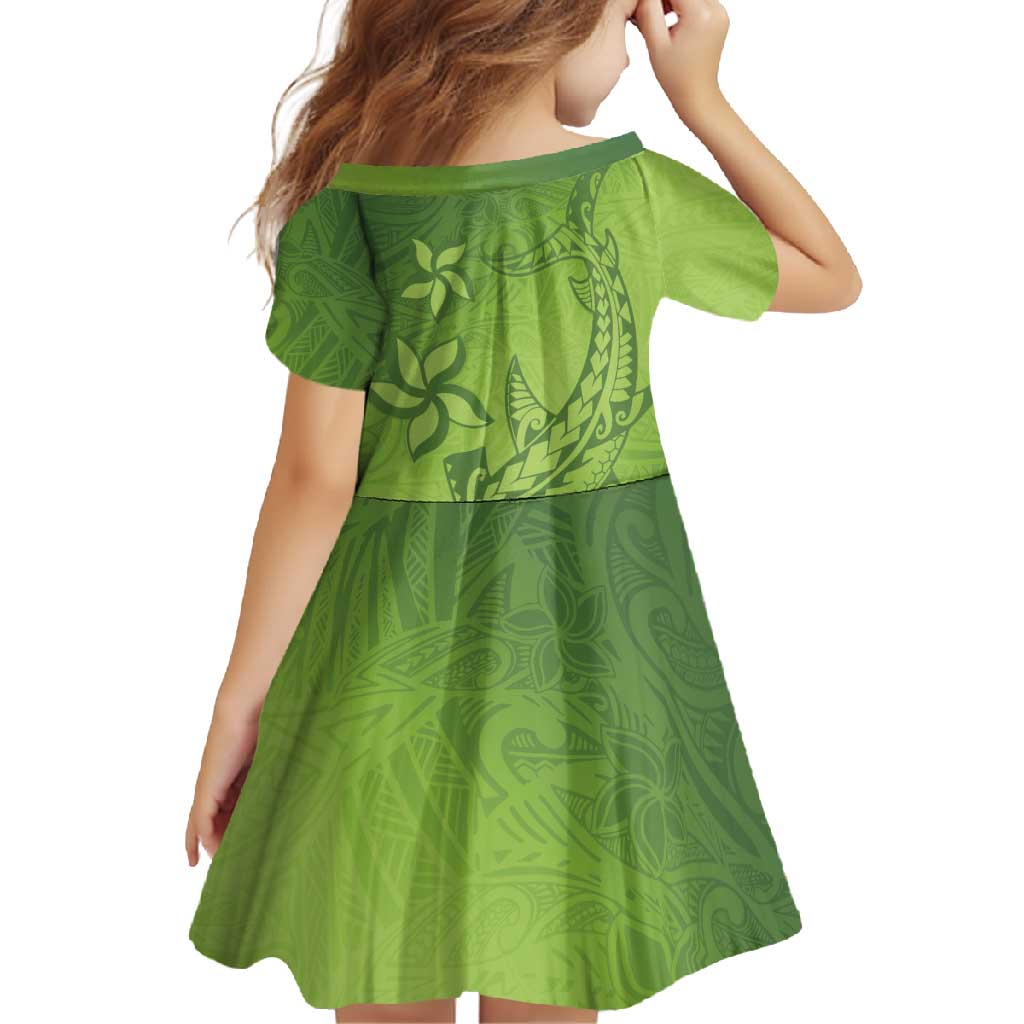 Green Gradient Polynesia Family Matching Long Sleeve Bodycon Dress and Hawaiian Shirt Hawaiian Tribal Hammerhead Shark Tattoo LT14 - Polynesian Pride