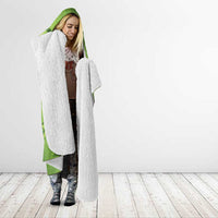 Green Gradient Polynesia Hooded Blanket Hawaiian Tribal Hammerhead Shark Tattoo