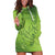 Green Gradient Polynesia Hoodie Dress Hawaiian Tribal Hammerhead Shark Tattoo