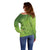 Green Gradient Polynesia Off Shoulder Sweater Hawaiian Tribal Hammerhead Shark Tattoo