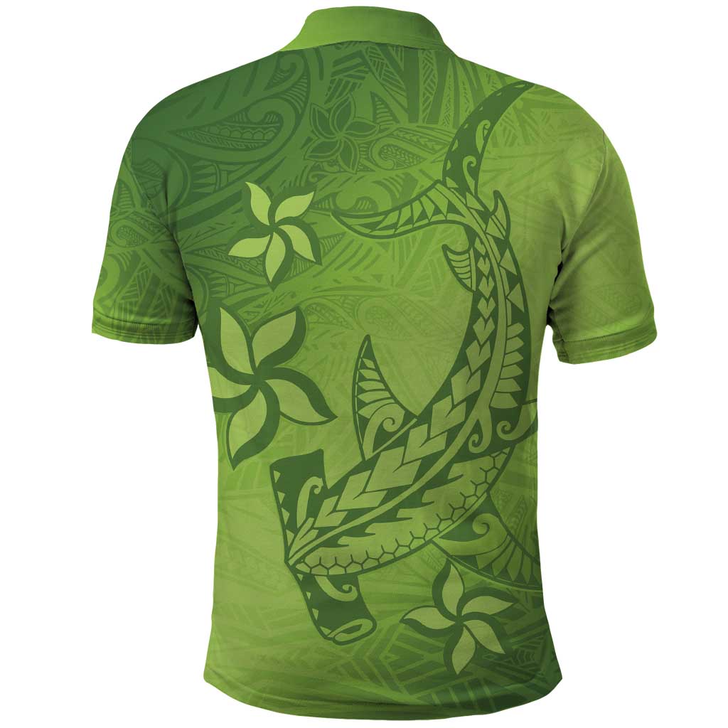 Green Gradient Polynesia Polo Shirt Hawaiian Tribal Hammerhead Shark Tattoo LT14 - Polynesian Pride