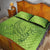 Green Gradient Polynesia Quilt Bed Set Hawaiian Tribal Hammerhead Shark Tattoo