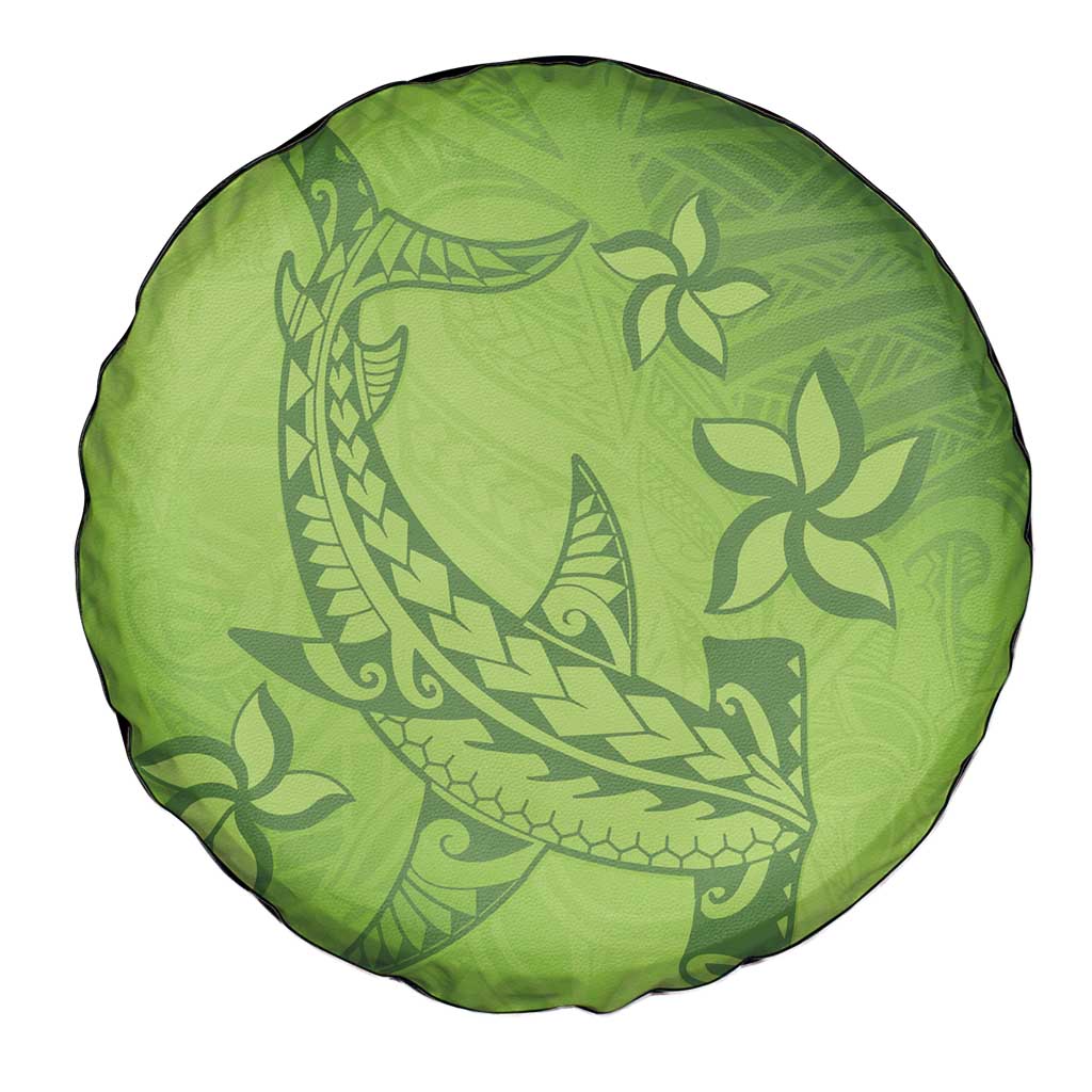 Green Gradient Polynesia Spare Tire Cover Hawaiian Tribal Hammerhead Shark Tattoo